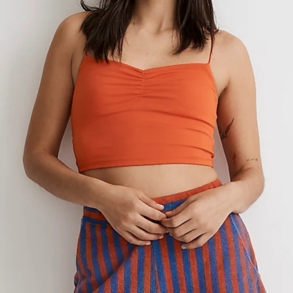 Madewell Flex Sweetheart Crop Tank Top in Brilliant Tangerine size XXS NWT NL307